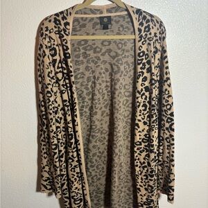 JM Collection Long Leopard Print Cardigan
